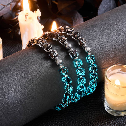 Obsidian | Silver | Firefly Glass Pebble Bracelet