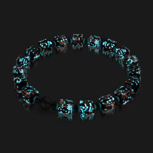Obsidian | Silver | Firefly Glass Pebble Bracelet