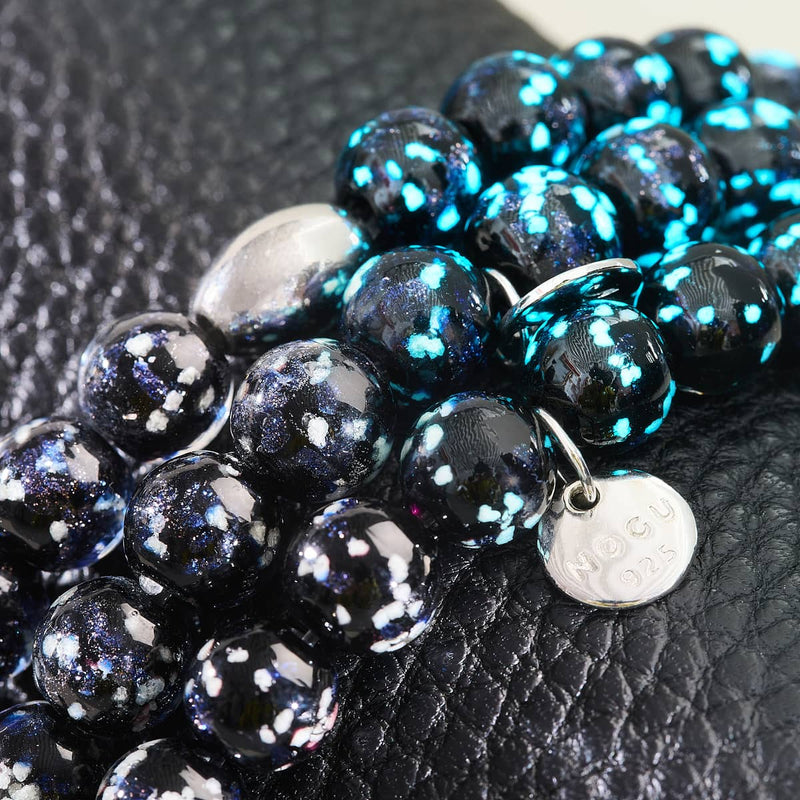 NOGU.studio - NOGU - Firefly Glass Bracelets - Pitch Black | .925 Sterling Silver | Firefly Glass Bracelet