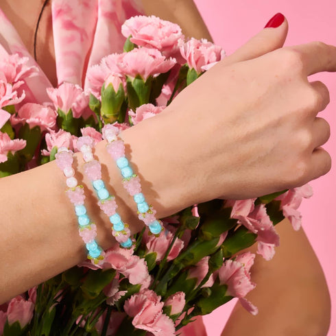 Polka Dot Pink | .925 Sterling Silver | Firefly Glass Berry Bracelet