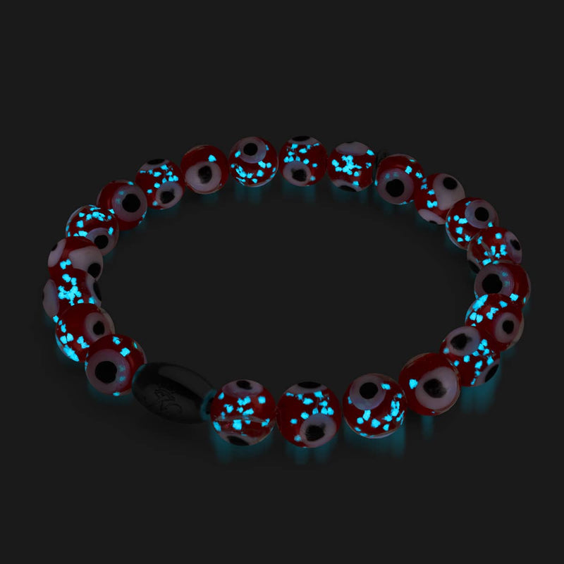Red | .925 Sterling Silver | Firefly Glass Evil Eye Bracelet