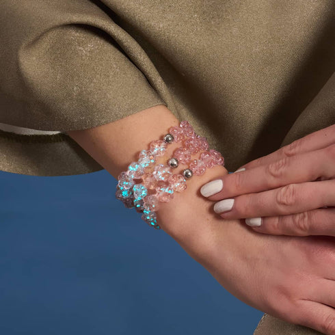 Rosewater | Silver | Firefly Glass Clover Bracelet
