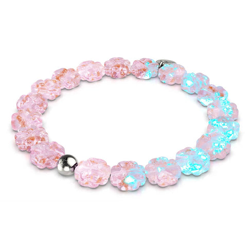 Rosewater | Silver | Firefly Glass Clover Bracelet