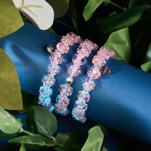 Rosewater | Silver | Firefly Glass Clover Bracelet