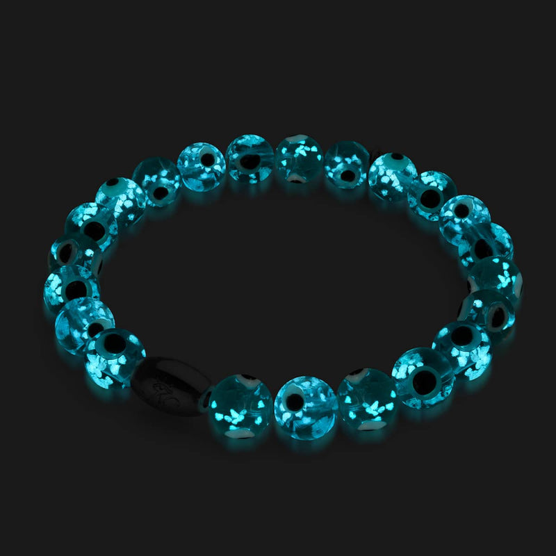 Teal | .925 Sterling Silver | Firefly Glass Evil Eye Bracelet