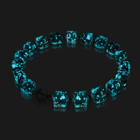 Teal | Silver | Firefly Glass Pebble Bracelet