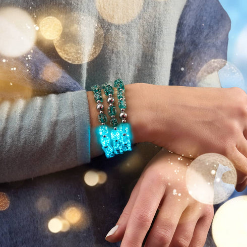 Teal | Silver | Firefly Glass Pebble Bracelet