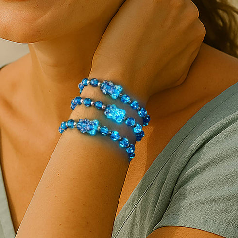 Topaz Flame | Silver | Firefly Glass Bear Bracelet