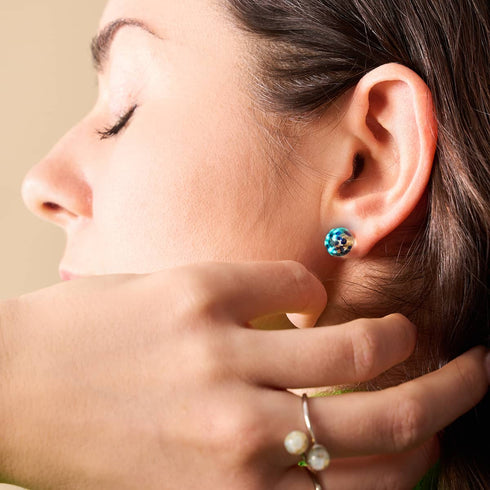 Sandstone Flame | .925 Sterling Silver | Firefly Glass Stud Earrings