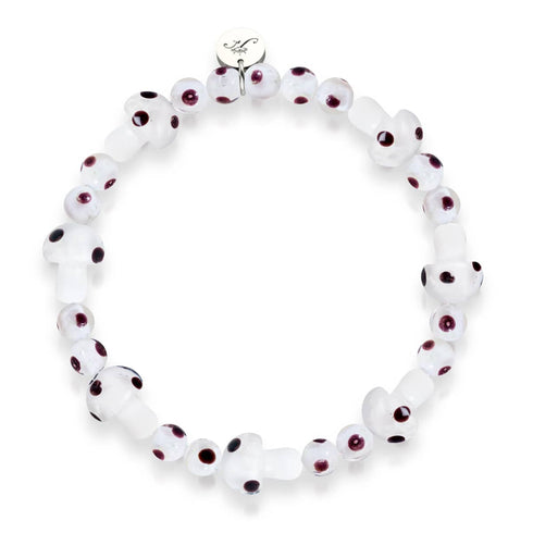 Oyster | .925 Sterling Silver | Deluxe Firefly Glass Mushroom Bracelet