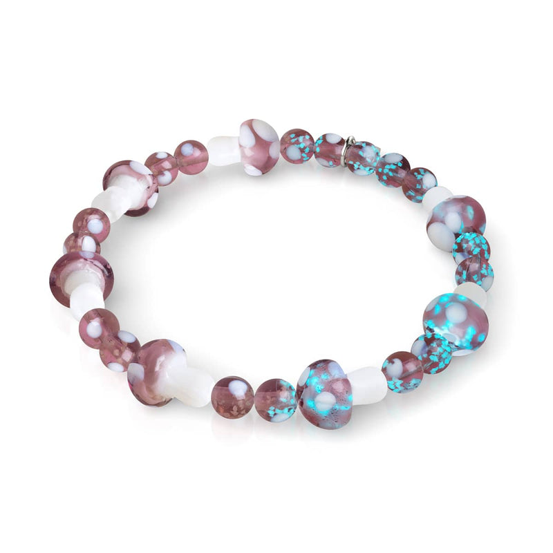 Plum | .925 Sterling Silver | Deluxe Firefly Glass Mushroom Bracelet
