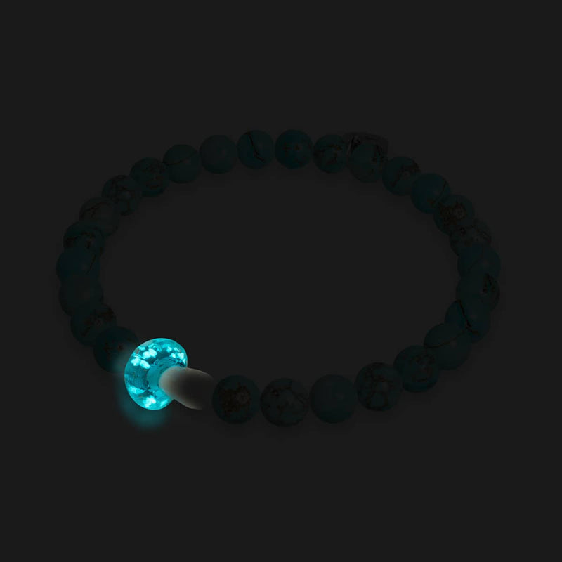 Turquoise | .925 Sterling Silver | Firefly Glass Mushroom Gemstone Bracelet
