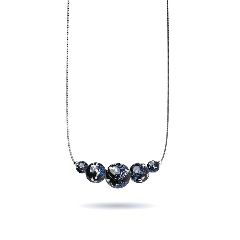 Pitch Black | .925 Sterling Silver | Firefly Glass Infinity Clasp Necklace