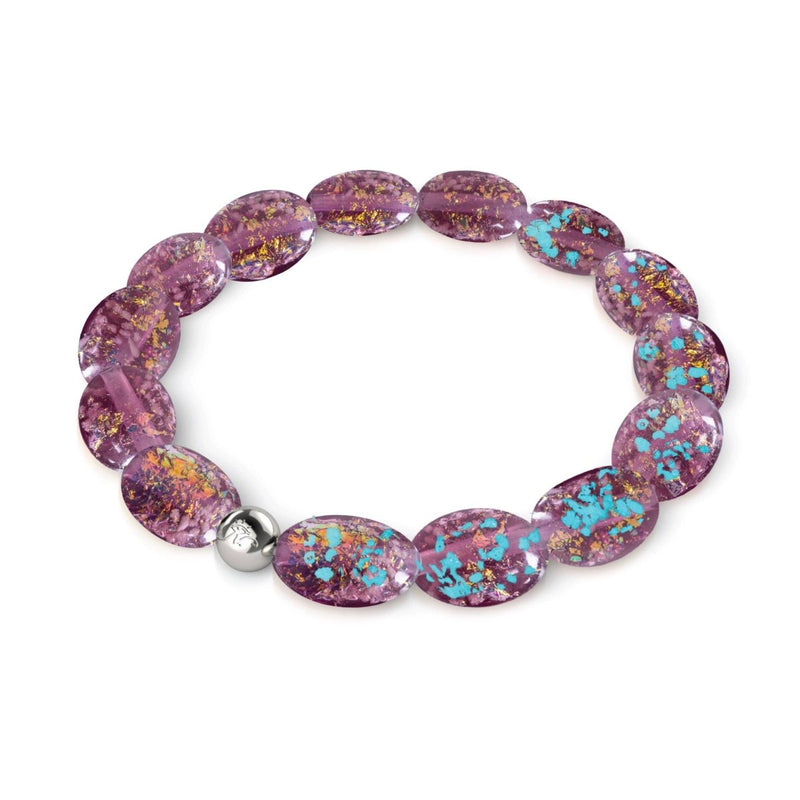 Amethyst Spark | .925 Sterling Silver | Firework Glass Pebble Bracelet