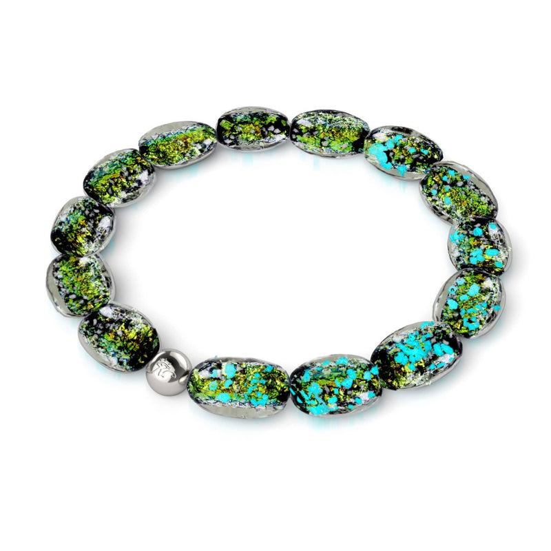 Onyx Flicker | .925 Sterling Silver | Firework Glass Pebble Bracelet