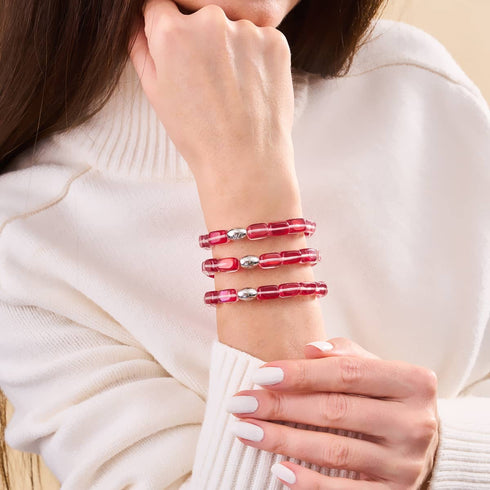 Blood Moon | .925 Sterling Silver | Galaxy Glass Pebble Bracelet