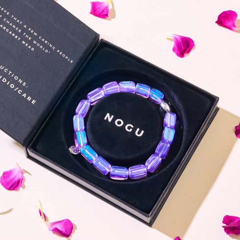 Cosmic Purple | .925 Sterling Silver | Galaxy Glass Pebble Bracelet