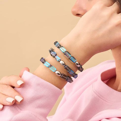 Milky Way | .925 Sterling Silver | Galaxy Glass Pebble Bracelet