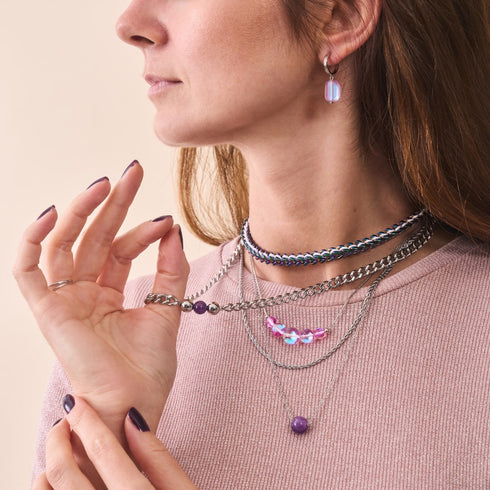 Pink Nebula | .925 Sterling Silver | Galaxy Glass Infinity Clasp Necklace