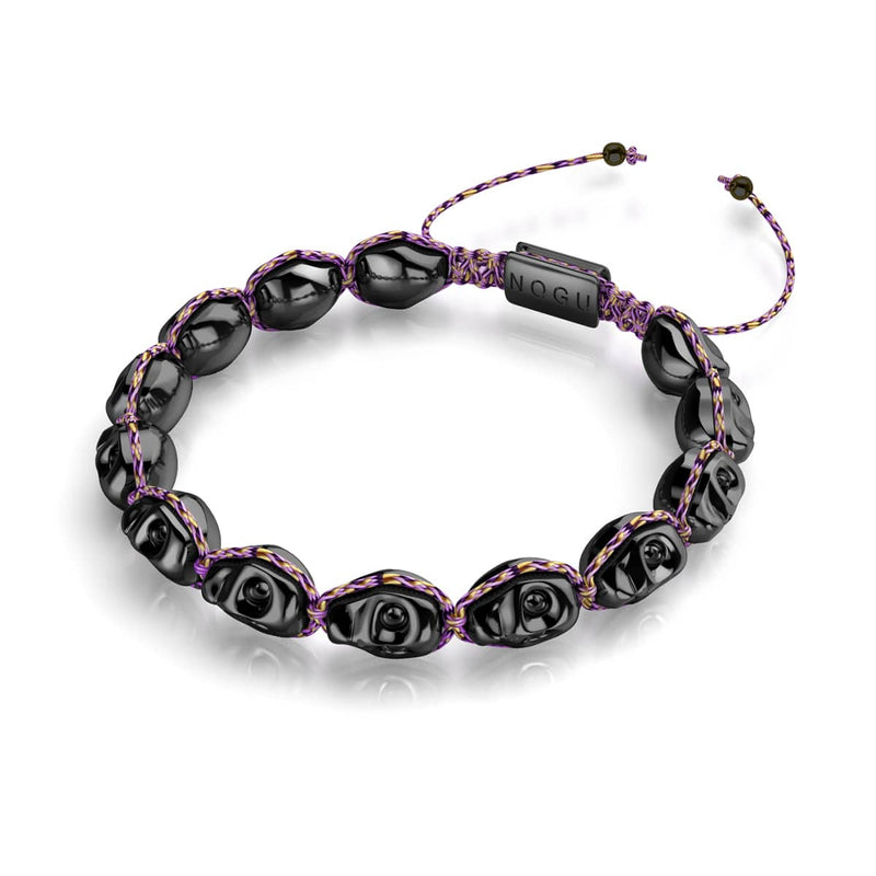 Witching Hour | Gunmetal Skulls x Violet GloWeave | Macrame Bracelet