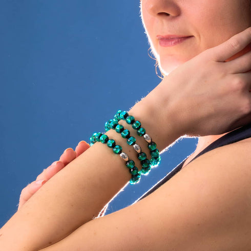 Green Astra | .925 Sterling Silver | Solar Glass Bracelet