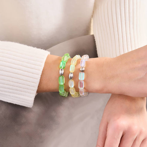 Canary | .925 Sterling Silver | Mermaid Glass Pebble Bracelet