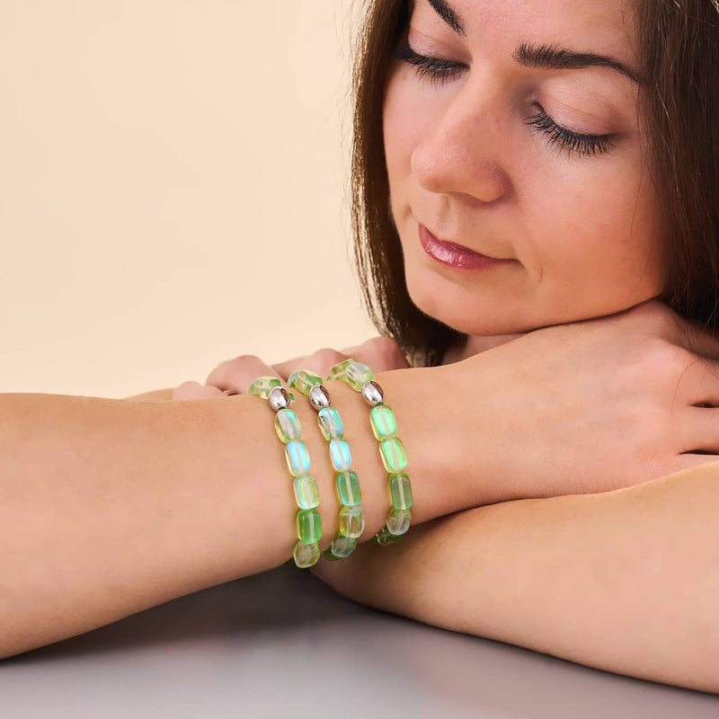 Emerald | .925 Sterling Silver | Mermaid Glass Pebble Bracelet