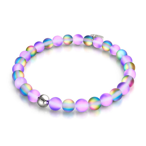 Orchid Fire | Silver | Mermaid Glass Bead Bracelet