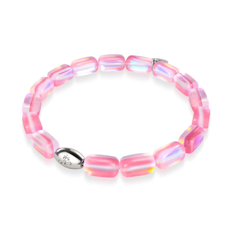 Pink | .925 Sterling Silver | Mermaid Glass Pebble Bracelet