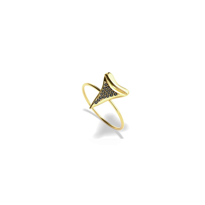 Shark Tooth Ring by Lauren Howe | .925 Sterling Gold Vermeil | Black Crystal