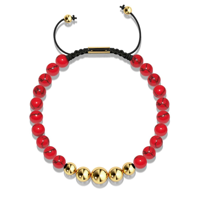 Red Turquoise | Gold | Balance Gemstone Macrame Bracelet