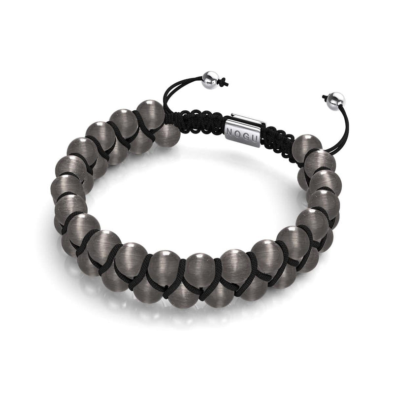 Charcoal | Silver | Cheshire Glass Double Macrame Bracelet