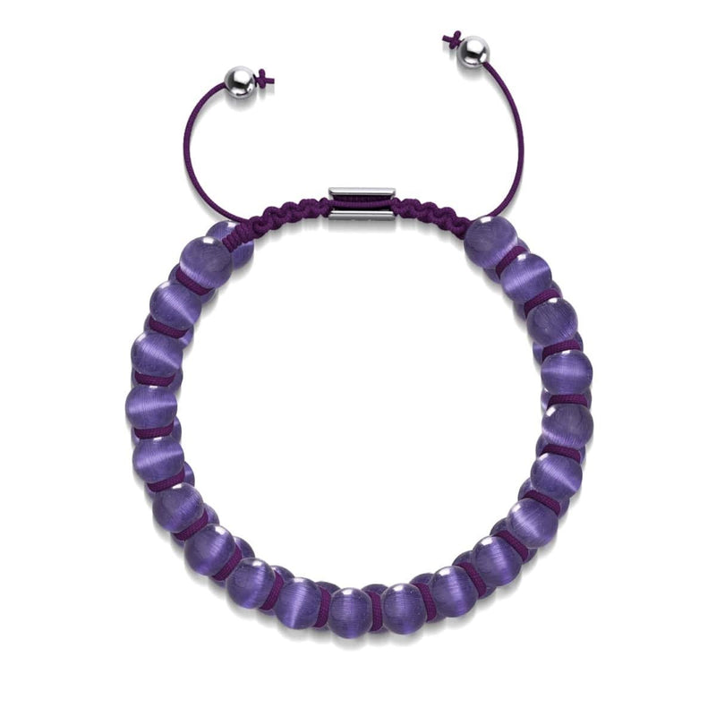 Purple | Silver | Cheshire Glass Double Macrame Bracelet