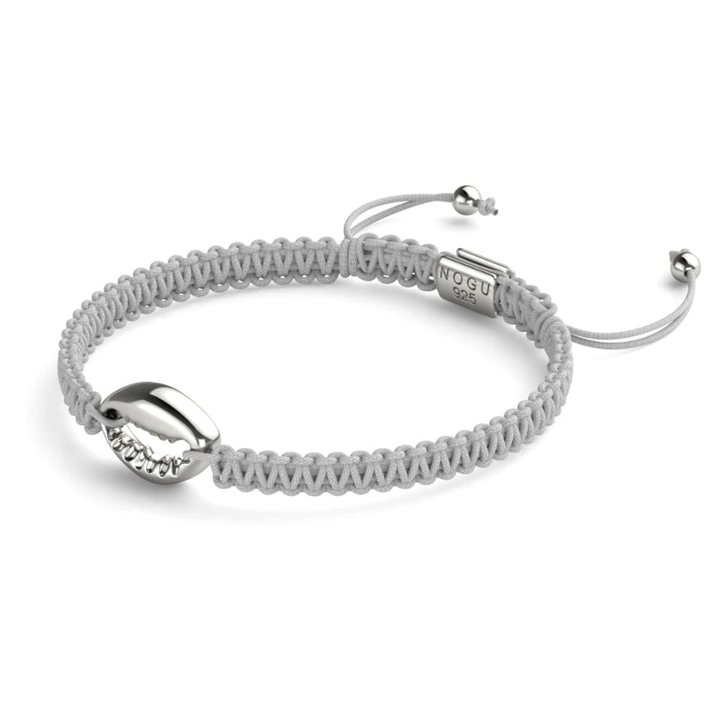 Cowrie Shell White Macrame Bracelet | .925 Sterling Silver