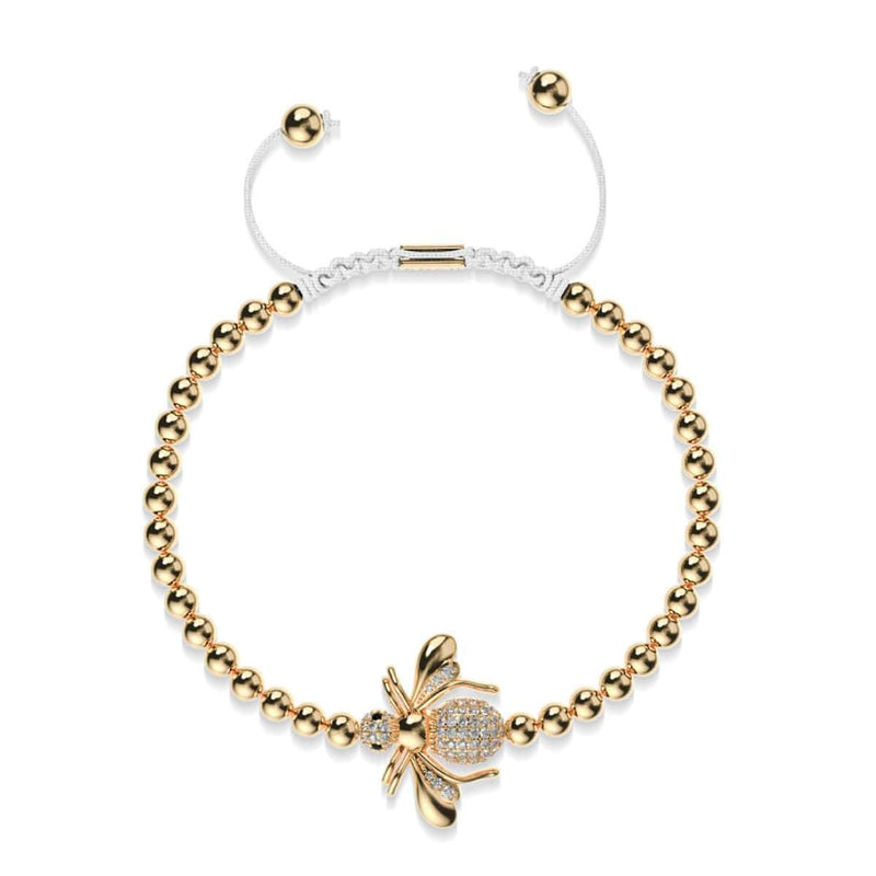 Queen | 18k Gold | Crystal Honeybee Macrame Charmballa Bracelet
