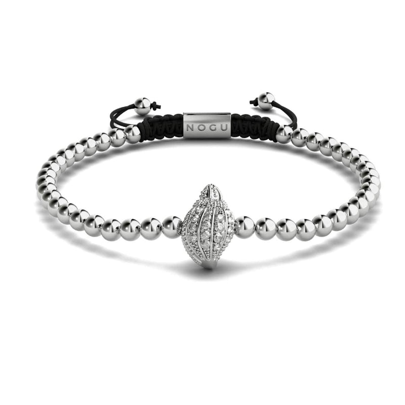 Isla | Silver | Crystal Conch Shell Macrame Charmballa Bracelet