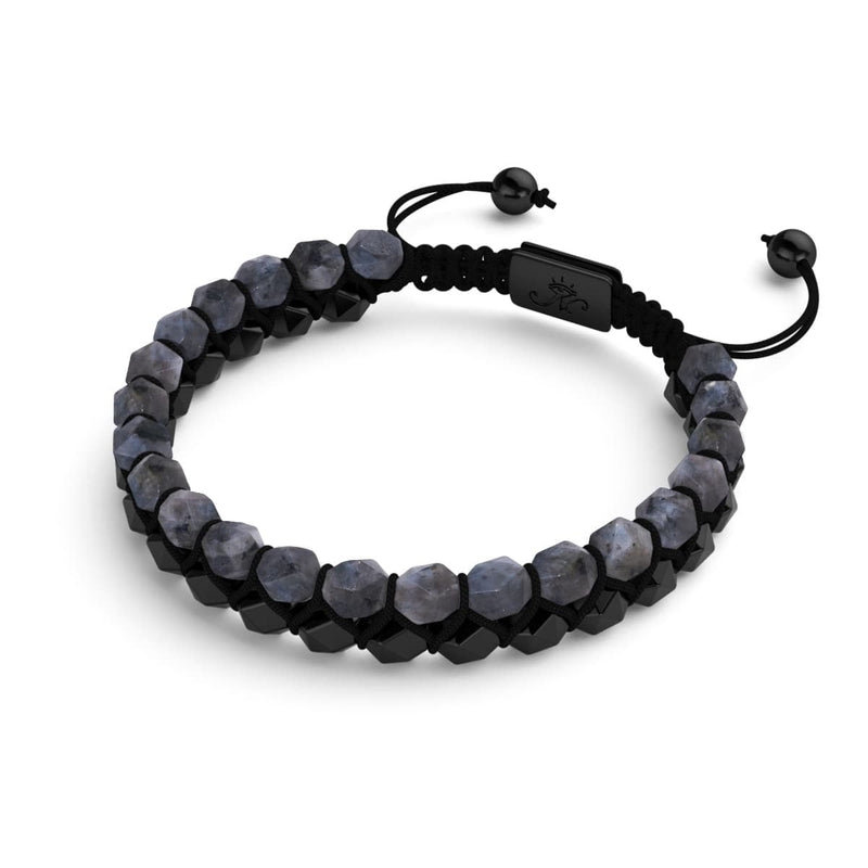 Labradorite & Black Agate | Gunmetal | Double Geom Bracelet
