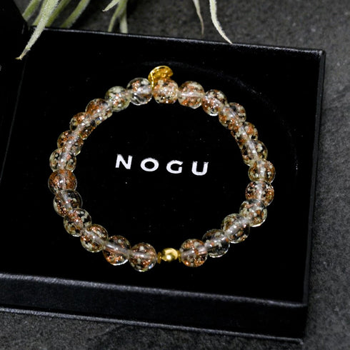 Alabaster | .925 Sterling Gold Vermeil | Firefly Glass Bracelet