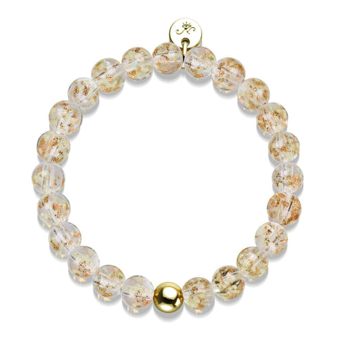 Alabaster | .925 Sterling Gold Vermeil | Firefly Glass Bracelet