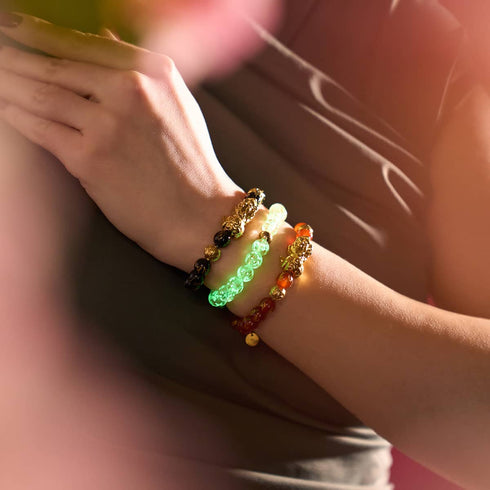 Alabaster | .925 Sterling Gold Vermeil | Firefly Glass Bracelet