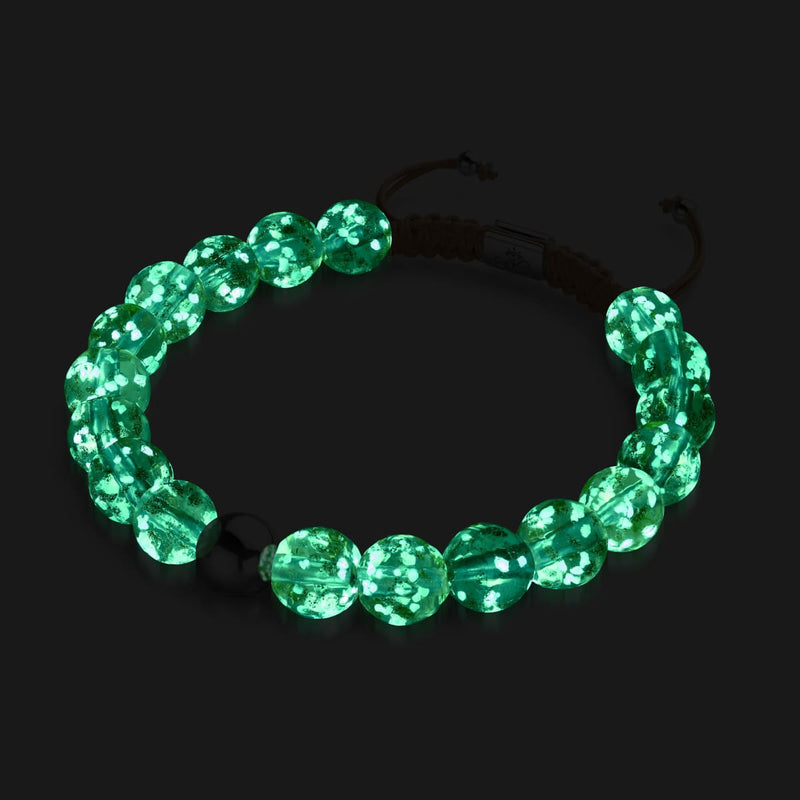 Amber | Silver | Firefly Glass Macrame Bracelet