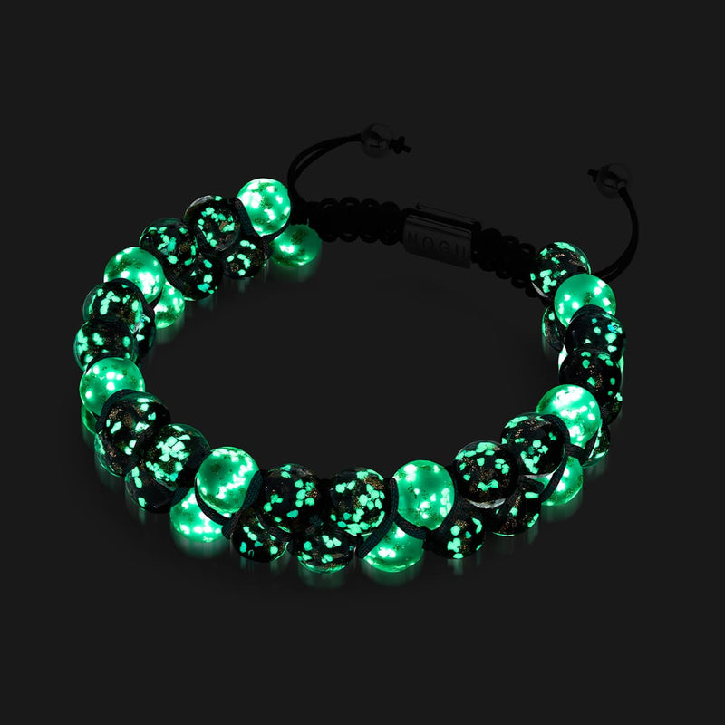 Cookies & Cream | Obsidian x Ivory | Double Firefly Glass Bracelet