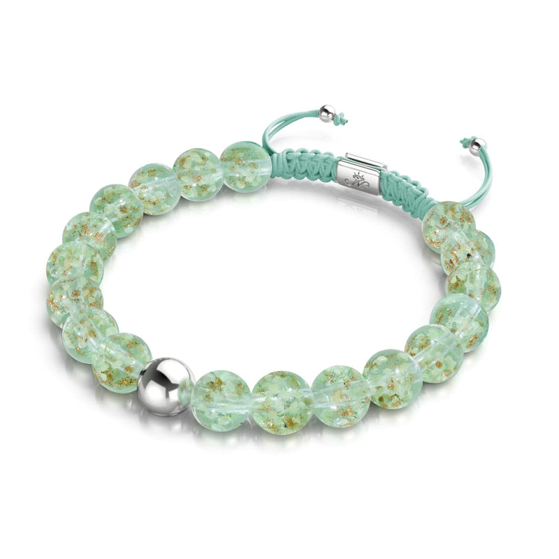 Evergreen | Silver | Firefly Glass Macrame Bracelet