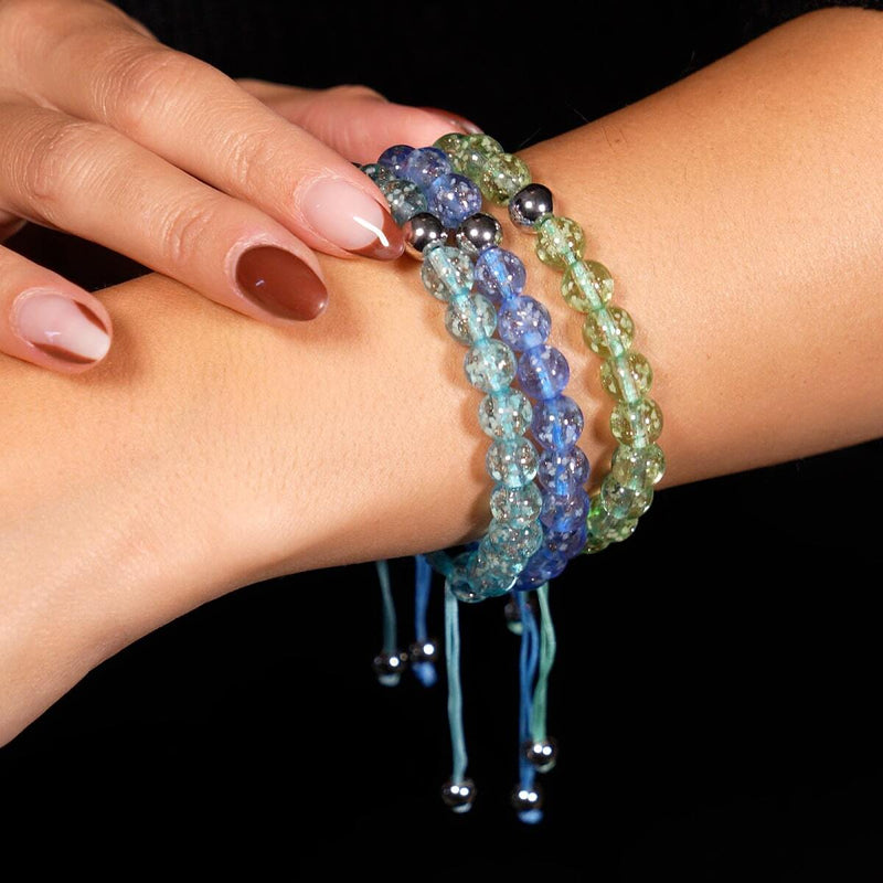Indigo | Silver | Firefly Glass Macrame Bracelet