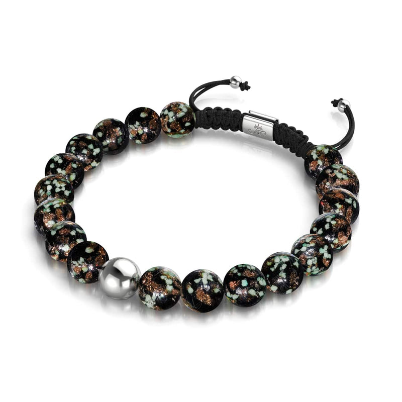 Obsidian | Silver | Firefly Glass Macrame Bracelet