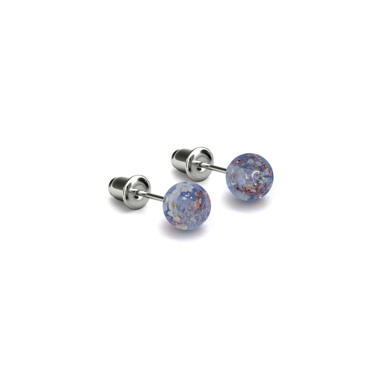 Indigo | .925 Sterling Silver | Mini Firefly Glass Stud Earrings