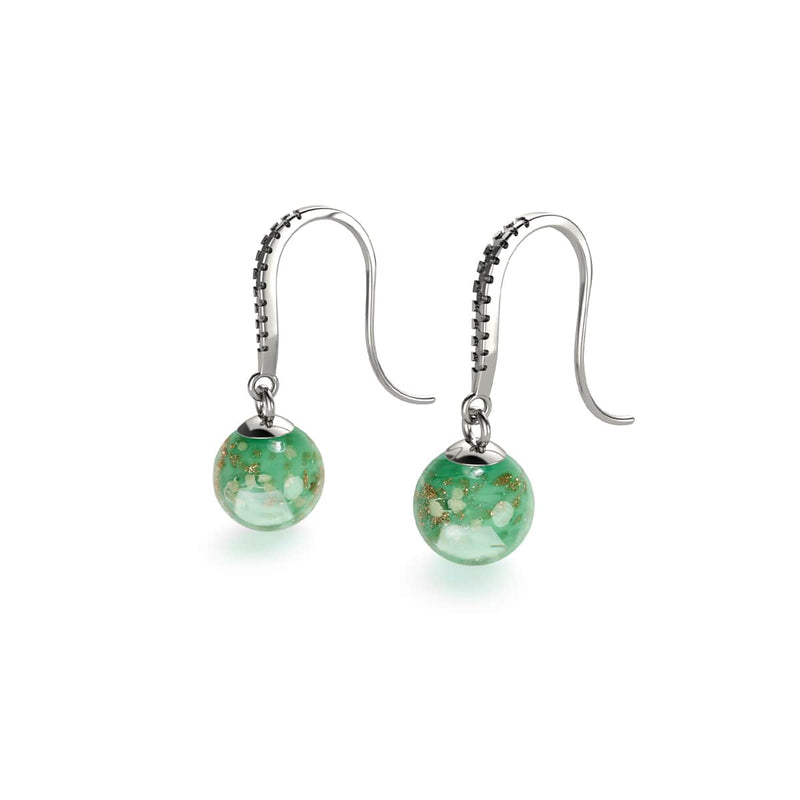 Kiwi | .925 Sterling Silver | Firefly Glass Huggie Earrings