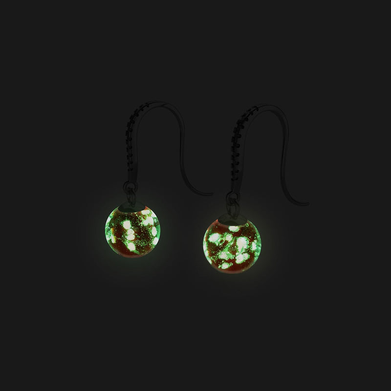 Ruby | .925 Sterling Silver | Firefly Glass Huggie Earrings