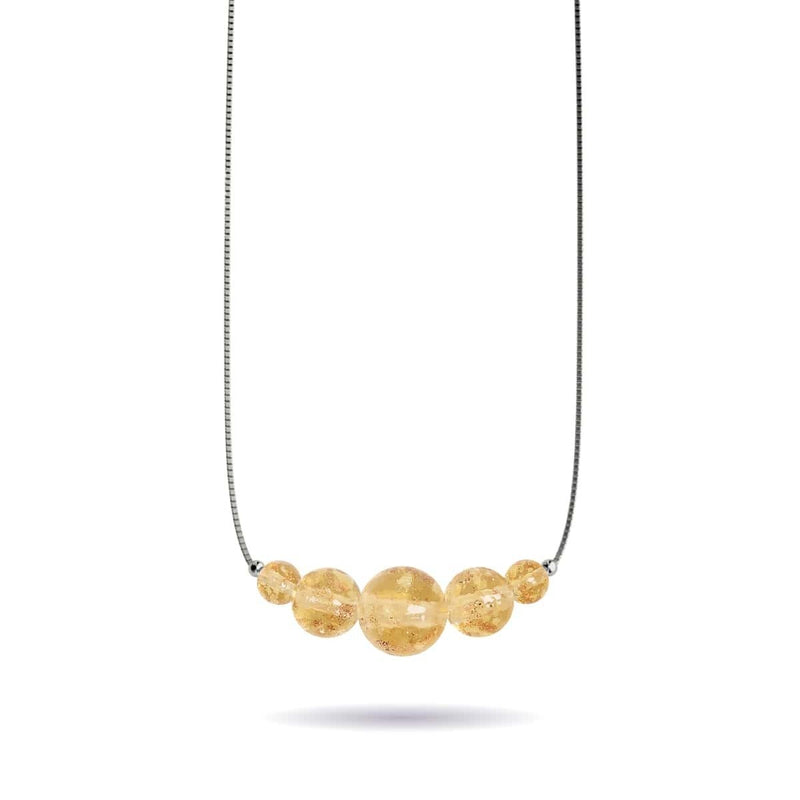 Amber | .925 Sterling Silver | Firefly Glass Infinity Clasp Necklace