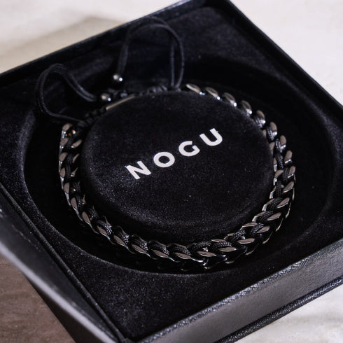 Black x Gunmetal | Gaia Wheat Chain Bracelet